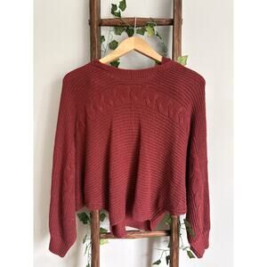 Derek Heart Burgundy Cable-Knit Pullover Sweater – Size S, Women's, Long Sleeve